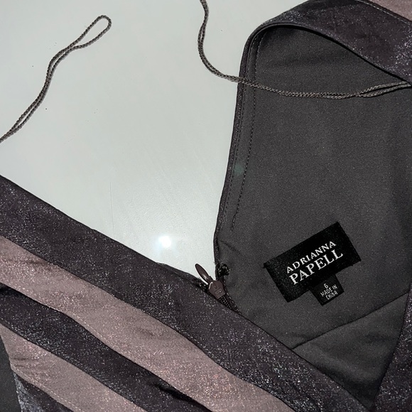 Adrianna Papell Shutter Pleated Bronze Metallic Evening Dress - Picture 8 of 9